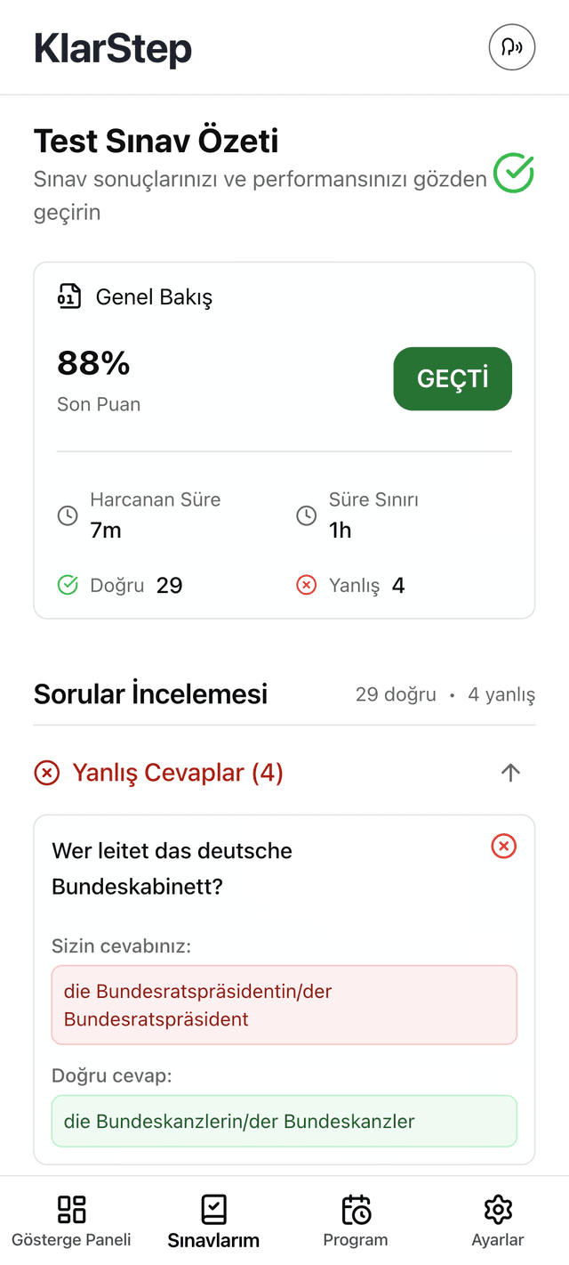 KlarStep application screenshot